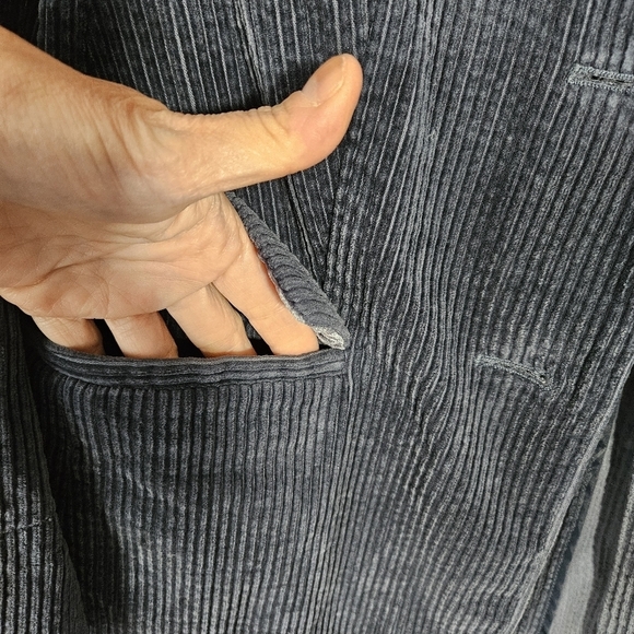 J.Jill Women's Blue Corduroy and Velvet Cuffs Oversized Long-line Jacket XSP - Picture 8 of 12